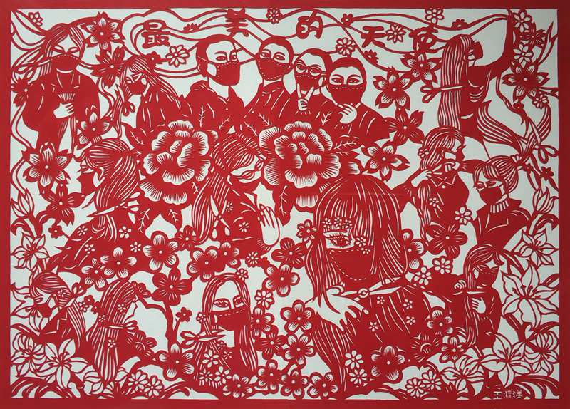Chinese artists cheer for heroes fighting against epidemic with paper cuttings